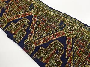 幾何学に抽象模様織出し名古屋帯